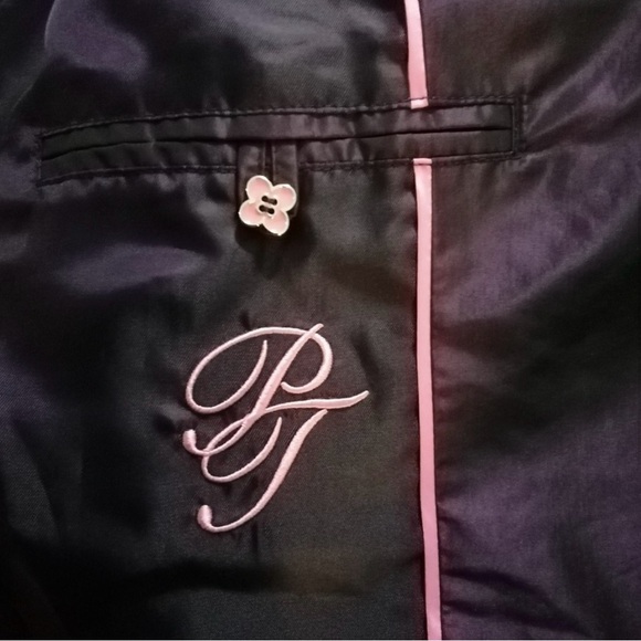 Pink Tartan purple taffeta trench coat with ruffles, size 10 - Picture 4 of 10